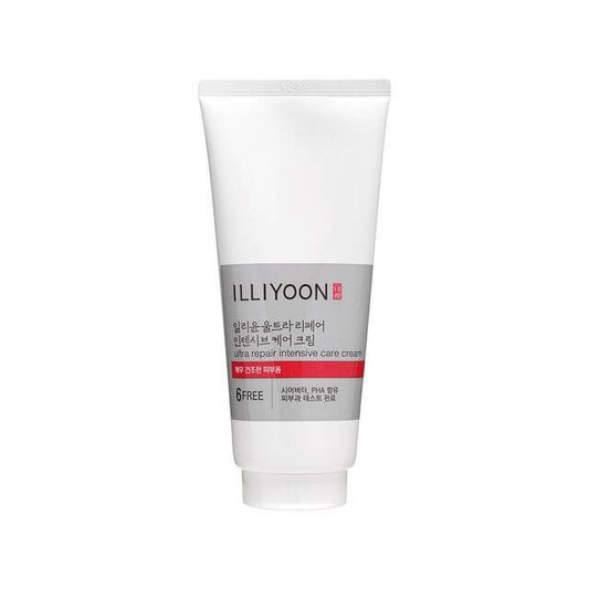 Illiyoon Ultra Repair Intensive Care Cream in a white tube, designed for ultra moisturizing dry skin.